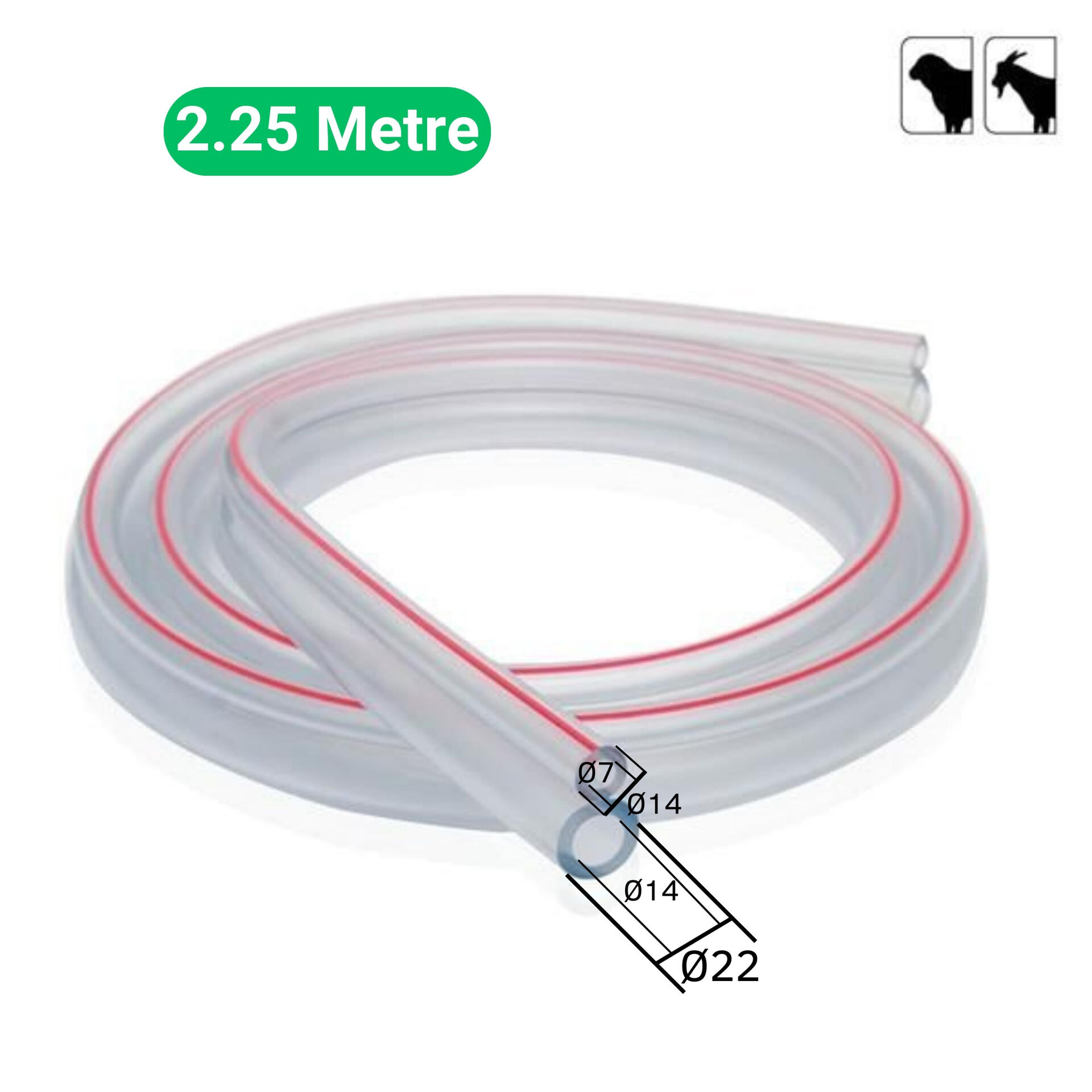Hazır Keçi Sağım Makinesi Vanalı  2'li Hortum 2,25 Metre
