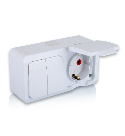 Topraklı Priz Kapaklı  2'li  Komütatör S/U