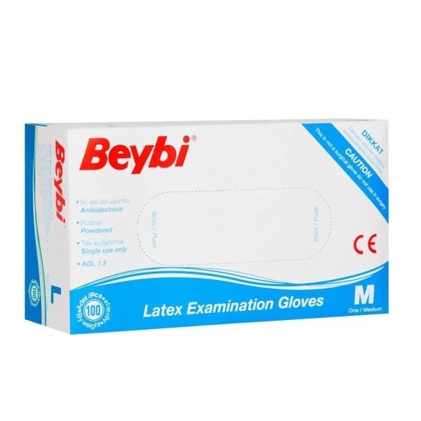 Beybi Muayene Eldiveni Pudralı Lateks M-100'Lü