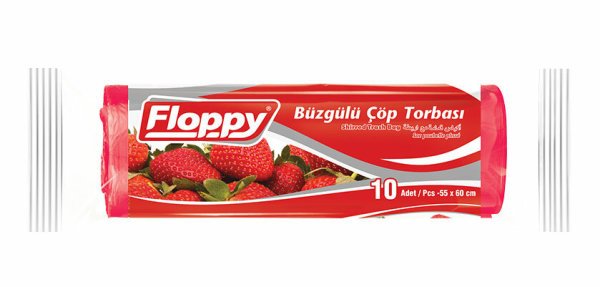 Floppy Çöp Poşeti Büzgülü Çilek 10 Lu 55X6 0cm 140 Gr