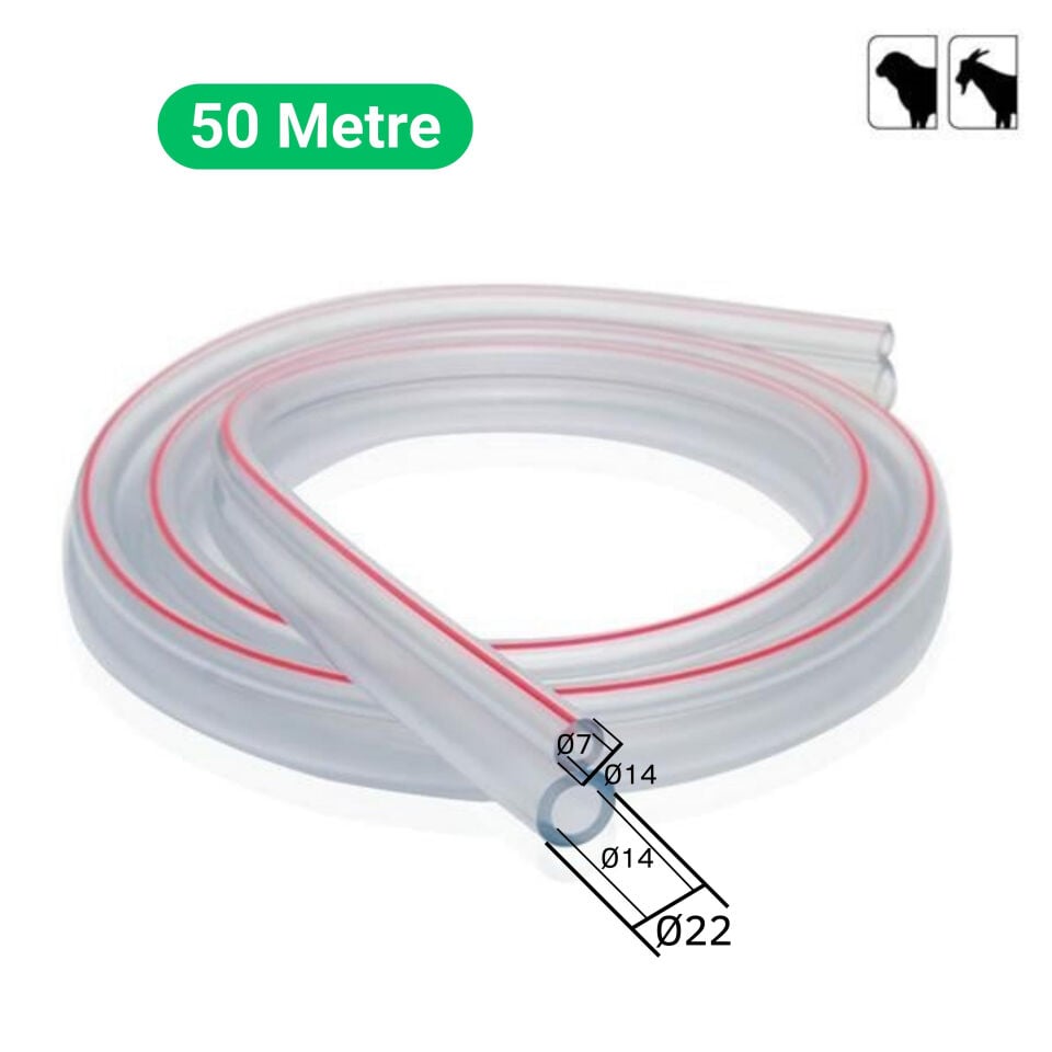 Küçükbaş Süt Sağma Makinesi Süt ve Nabız Hortumu (Ø14xØ22/Ø7xØ14 mm) (50 Metre - Top)