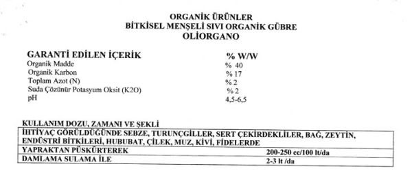 Sıvı Organik Gübre 20 Lt