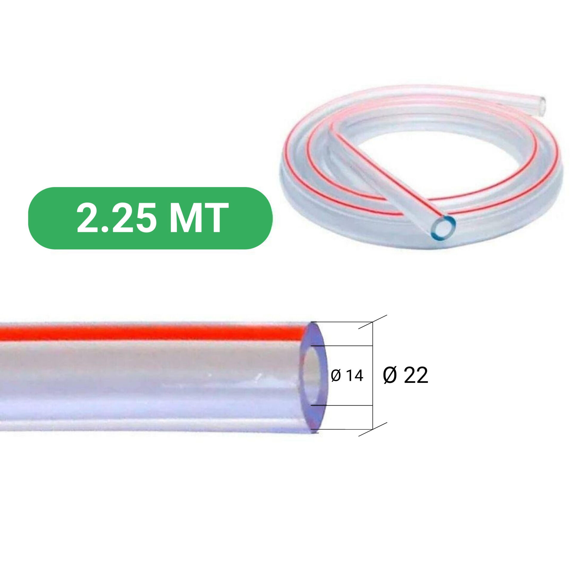 Süt Sağma Makinesi Üniversal Tekli Süt Hortumu (Ø14 x Ø22 mm)  2,25 Metre