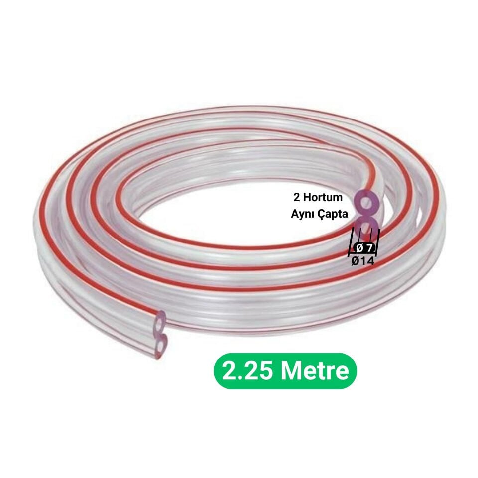 Süt Sağma Makinesi İkili Hava Nabız Hortumu (Ø7 x Ø14 mm)  2,25 Metre