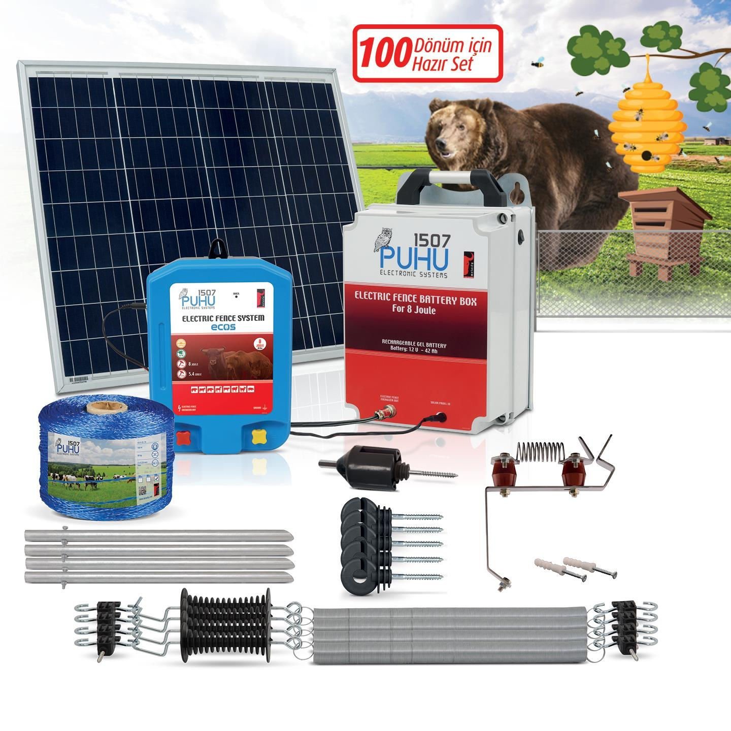 100 Dekarlık Kuruluma Hazır Elektrikli Çit Sistemi  (8 Joule)