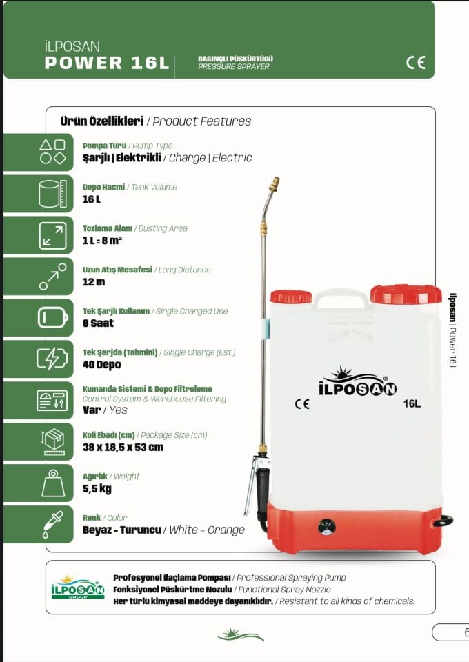 Power 16 Lt Sarjlı Pompa