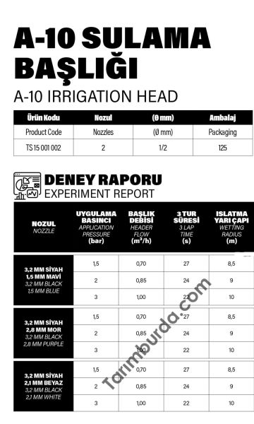 Yağmurlama Sulama Spring A-10 Çift Nozul Çap 1/2