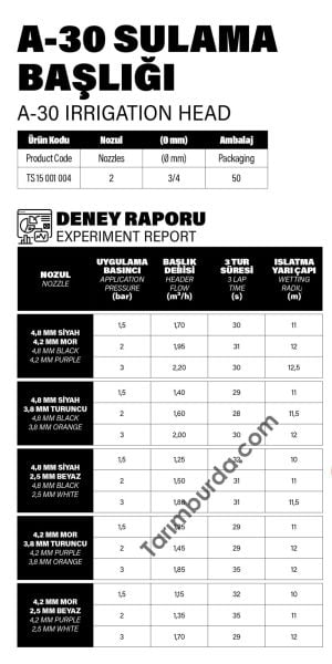Yağmurlama Sulama Spring A-30 Çift Nozul Çap 3/4