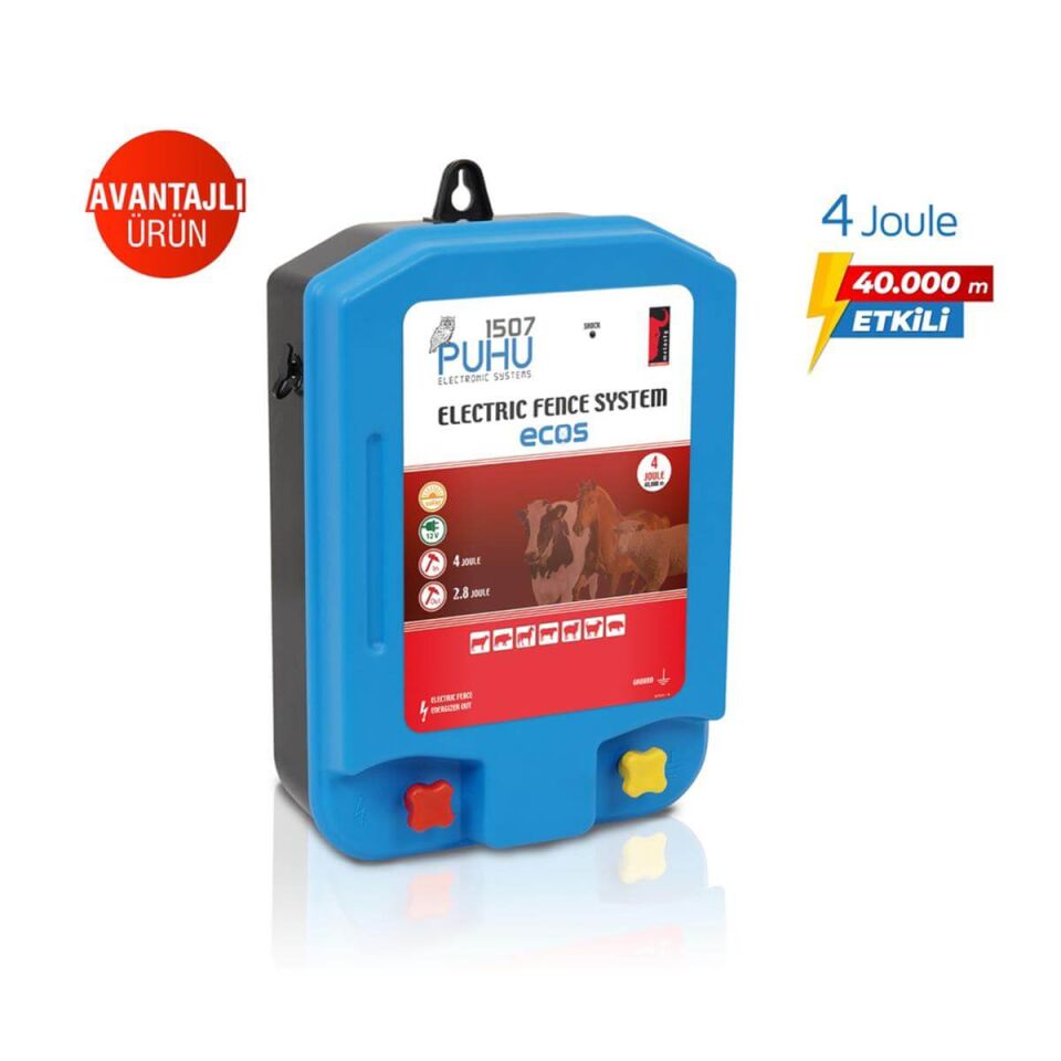 Ecos Güneş Enerjili Elektrikli Çit Cihazı (4 Joule) (Kuruluma Hazır Set)