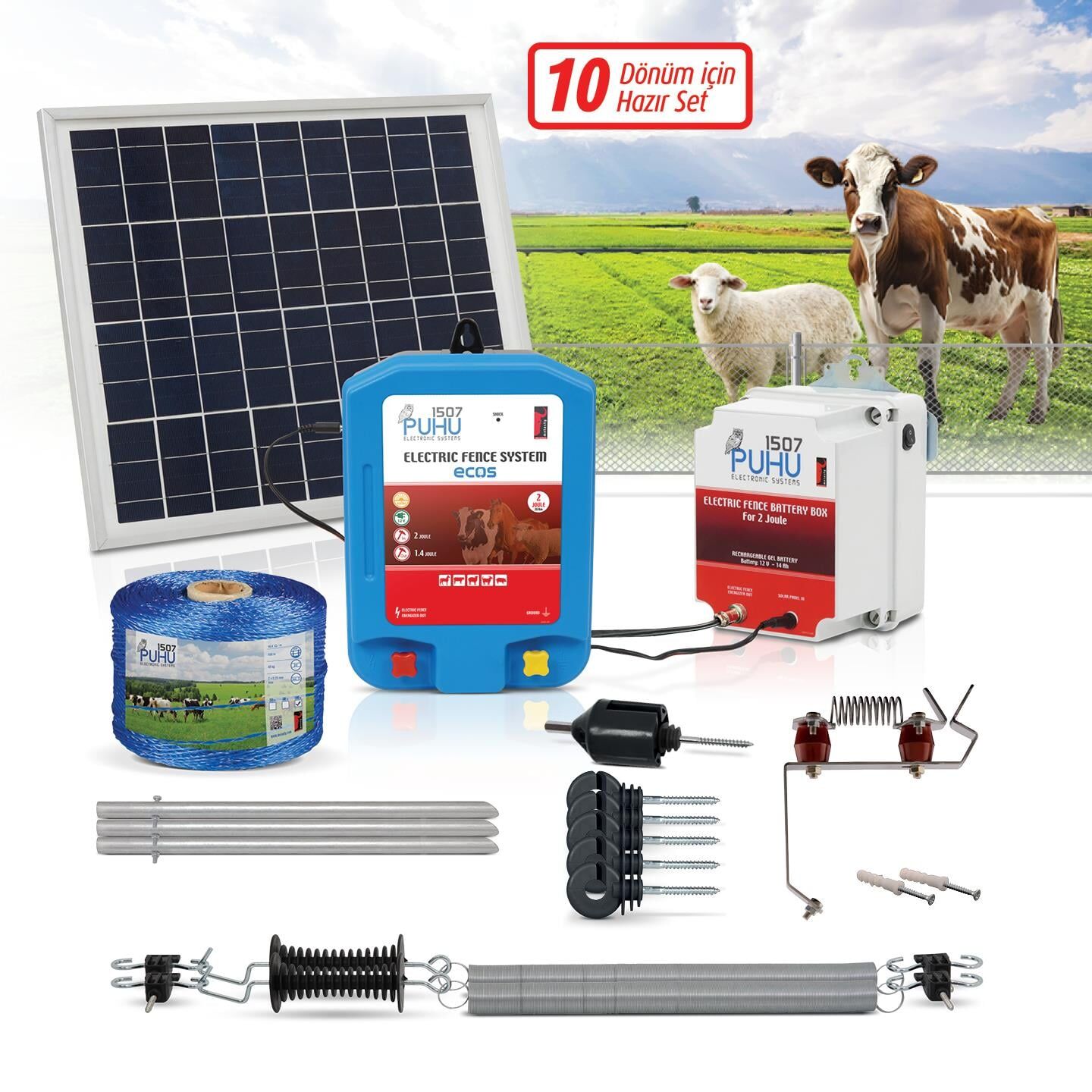 10 Dekarlık  Kuruluma Hazır Elektrikli Çit Sistemi (2 Joule)
